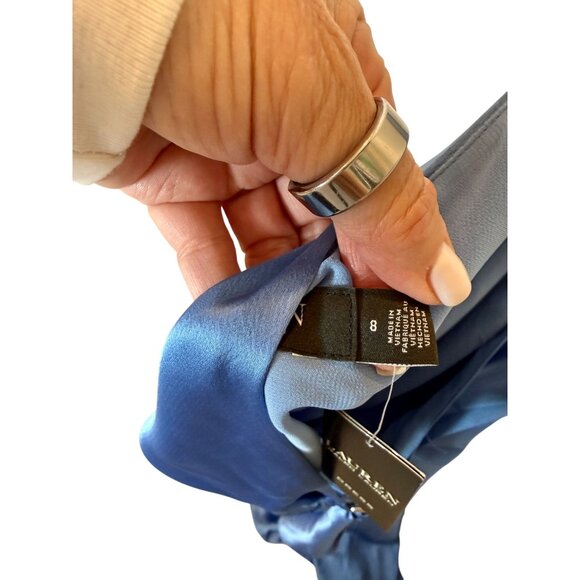 Lauren Ralph Lauren Satin Charmeuse One-Shoulder Gown NWT - Size 8 - Picture 7 of 13